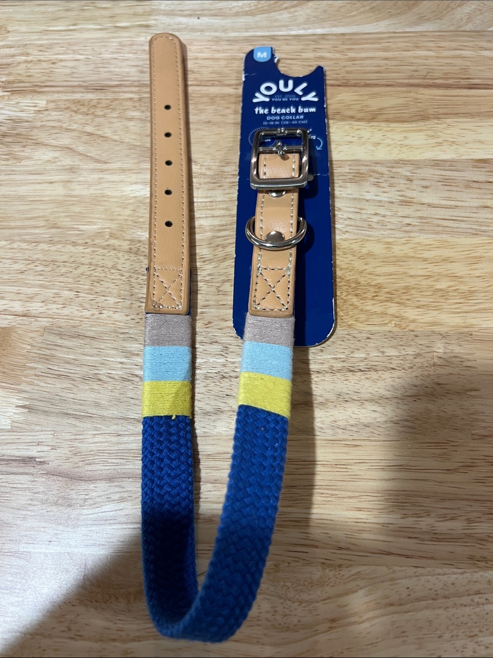 NWT Blue Braided Dog Collar - the beach bum youly medium 15-18”